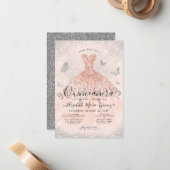 バジェットピンクローズ金ゴールドグリッターガウンキンセアニェラ ノートカード (正面/裏面インサイチュ)