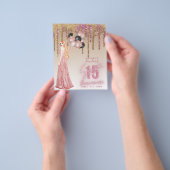 バジェットピンクローズ金ゴールドグリッターキンセアニェラ赤毛 チラシ (手)