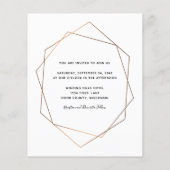 バジェットピンクローズ金ゴールドフレーム結婚式招待状 (裏面)