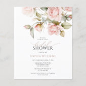 バジェットピンクローズ&グリーンリーブライダルシャワー招待状 (正面)