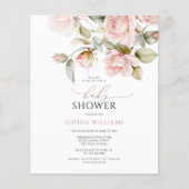 バジェットピンクローズ&グリーンリーベビーシャワー招待状 (正面)