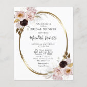 バジェットピンクローゼス金ゴールドブライダルシャワー招待 (正面)
