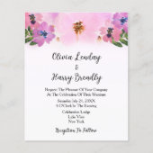 バジェットピンクワイルドフラワーガーデン結婚式招待状 (正面)