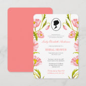 バジェットピンクワイルドフラワーズブリジガートンブライダルシャワー 招待状 (正面/裏面)