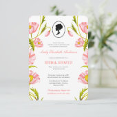 バジェットピンクワイルドフラワーズブリジガートンブライダルシャワー 招待状 (スタンド正面)