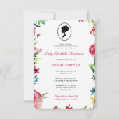 バジェットピンクワイルドフラワーズブリジガートンブライダルシャワー 招待状 (正面)