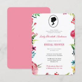 バジェットピンクワイルドフラワーズブリジガートンブライダルシャワー 招待状