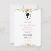バジェットピンクワイルドフラワーズブリジガートンブライダルシャワー 招待状 (正面)