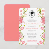 バジェットピンクワイルドフラワーズブリジガートンブライダルシャワー 招待状 (正面/裏面)
