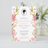 バジェットピンクワイルドフラワーズブリジガートンブライダルシャワー 招待状 (スタンド正面)