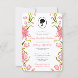 バジェットピンクワイルドフラワーズブリジガートンブライダルシャワー 招待状