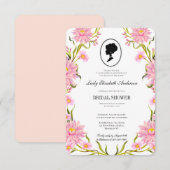 バジェットピンクワイルドフラワーズブリジガートンブライダルシャワー 招待状 (正面/裏面)