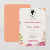 バジェットピンクワイルドフラワーズブリジガートンブライダルシャワー 招待状 (正面/裏面)