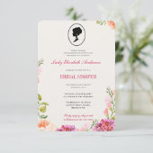 バジェットピンクワイルドフラワーズブリジガートンブライダルシャワー 招待状 (スタンド正面)