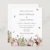 バジェットピンクワイルドフラワー結婚&蝶 (正面/裏面)