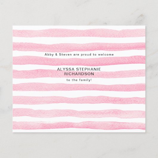 バジェットピンク写真ウェルカム誕生発表チラシ チラシ (裏面)