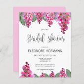 バジェットピンク明るい赤紫色ウィステリアブライダルシャワーカード (正面/裏面)