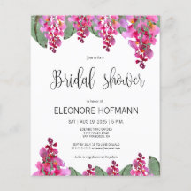 バジェットピンク明るい赤紫色ウィステリアブライダルシャワーカード