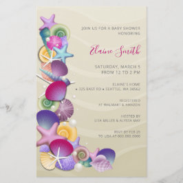 バジェットピンク海ビーチベビーシャワー招待状