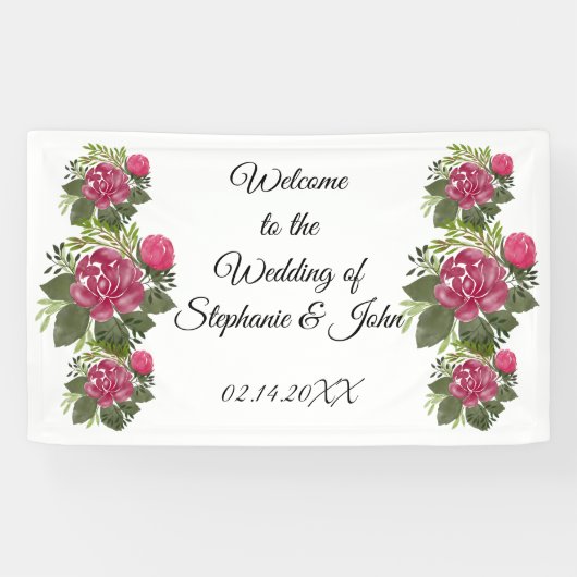 バジェットピンク結婚フローラのバナー 横断幕 (横)