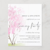 バジェットピンク結婚ブロッサムの夕べパーティー招待状 (正面)