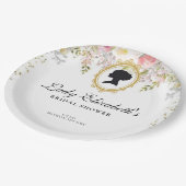 バジェットピンク花模様ブリジェルトンブライダルシャワー ペーパープレート (アングル)