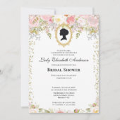 バジェットピンク花模様ブリジェルトンブライダルシャワー 招待状 (正面)