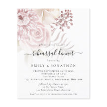 バジェットピンク花模様リハーサルディナー招待状