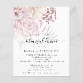 バジェットピンク花模様リハーサルディナー招待状