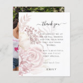 バジェットピンク花模様写真ブライダルシャワーありがとう (正面/裏面)