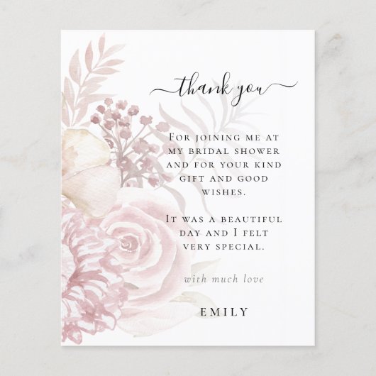 バジェットピンク花模様写真ブライダルシャワーありがとう (正面)