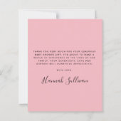 バジェットピンク足ベビーガールシャワーサンキューカード (裏面)