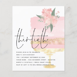 バジェットピンク金ゴールドお誕生日ケーキ30thパーティー招待状