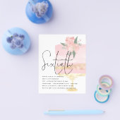 バジェットピンク金ゴールドお誕生日ケーキ60thパーティー招待状 チラシ (シングル)