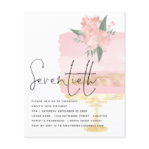 バジェットピンク金ゴールドお誕生日ケーキ70thパーティー招待状