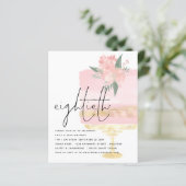 バジェットピンク金ゴールドお誕生日ケーキ80thパーティー招待状 (スタンド正面)