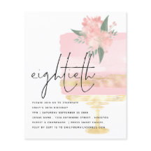 バジェットピンク金ゴールドお誕生日ケーキ80thパーティー招待状