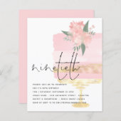 バジェットピンク金ゴールドお誕生日ケーキ90thパーティー招待状 (正面/裏面)