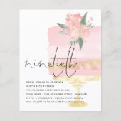 バジェットピンク金ゴールドお誕生日ケーキ90thパーティー招待状 (正面)