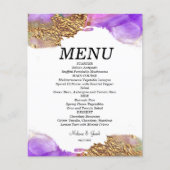 バジェットピンク金ゴールドパープルインクフラットメニューカード (正面)