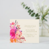 バジェットピンク金ゴールドフローラ婚約パーティ招待状 (スタンド正面)