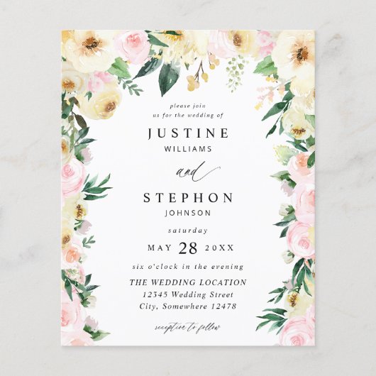 バジェットピンク&イエロー結婚フローラ (正面)