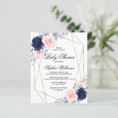 バジェットピンク&ネイビーブルーベビーシャワー招待状 (スタンド正面)