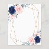 バジェットピンク&ネイビーブルーベビーシャワー招待状 (裏面)