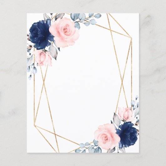 バジェットピンク&ネイビーブルーベビーシャワー招待状 (裏面)