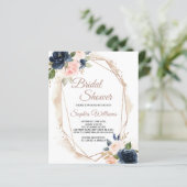 バジェットピンク、ネイビー、金ゴールドブライダルシャワーへの招待 (スタンド正面)