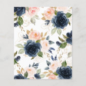 バジェットピンク、ネイビー&金ゴールドベビーシャワー招待状 (裏面)