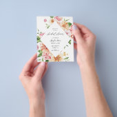 バジェットピンク&ピーチフローラ&グリーンブライダルシャワー チラシ (手)