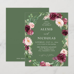バジェットピンク&ブルゴーニュフローラ7結婚s – 緑