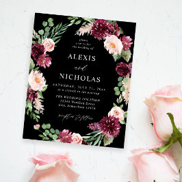 バジェットピンク&ブルゴーニュフローラ7結婚s – 黒 チラシ